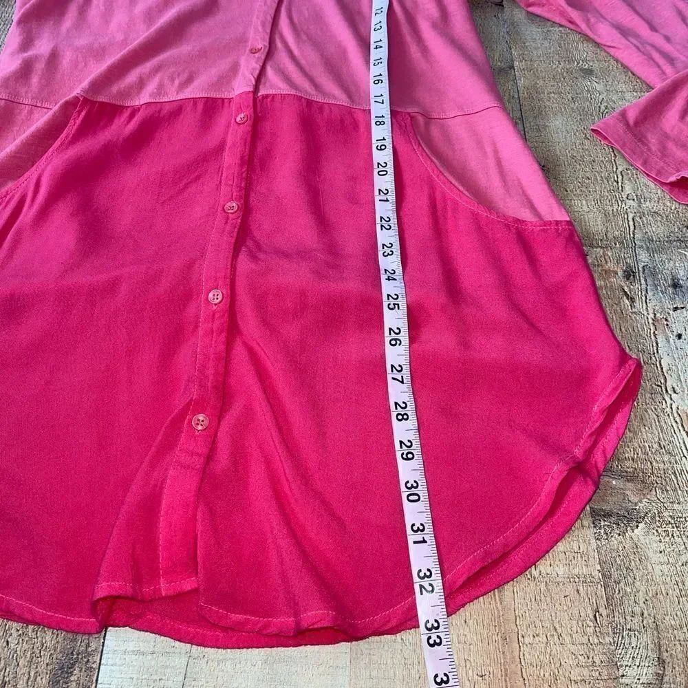 Soft surroundings pink mixed media button down tunic - Picture 8 of 12